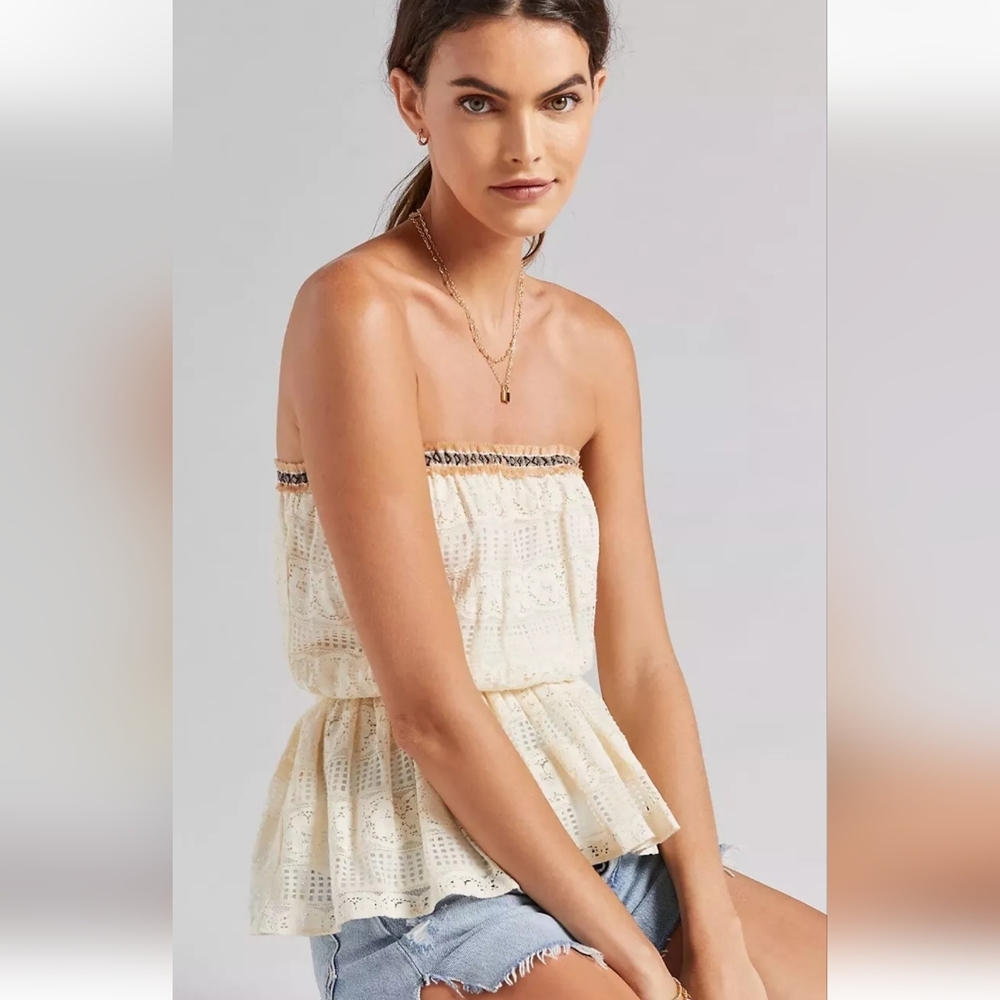 VERB Anthropologie Lace Tube Top In Ivory Size Medium New Without Tags $148